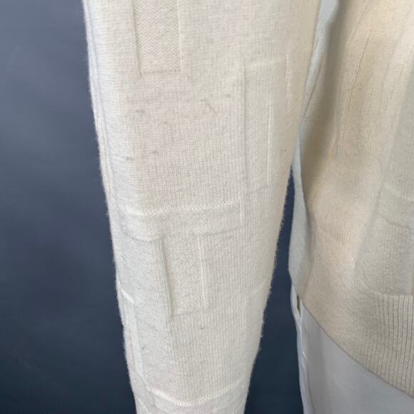 MR TURK Size XL Cream Monogram Merino Wool Crew Neck Pullover - Picture 5 of 9